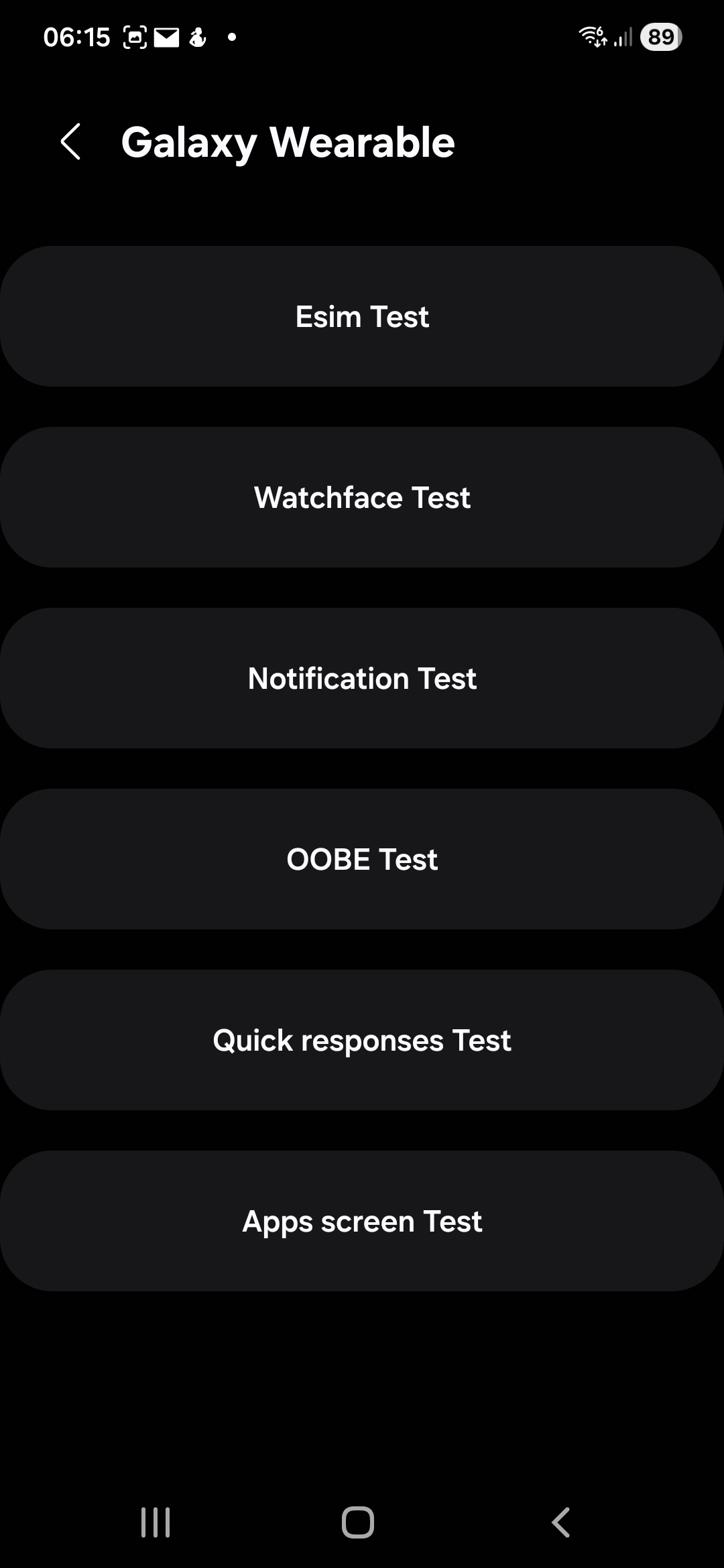 Skärmdump som visar Esim Test
